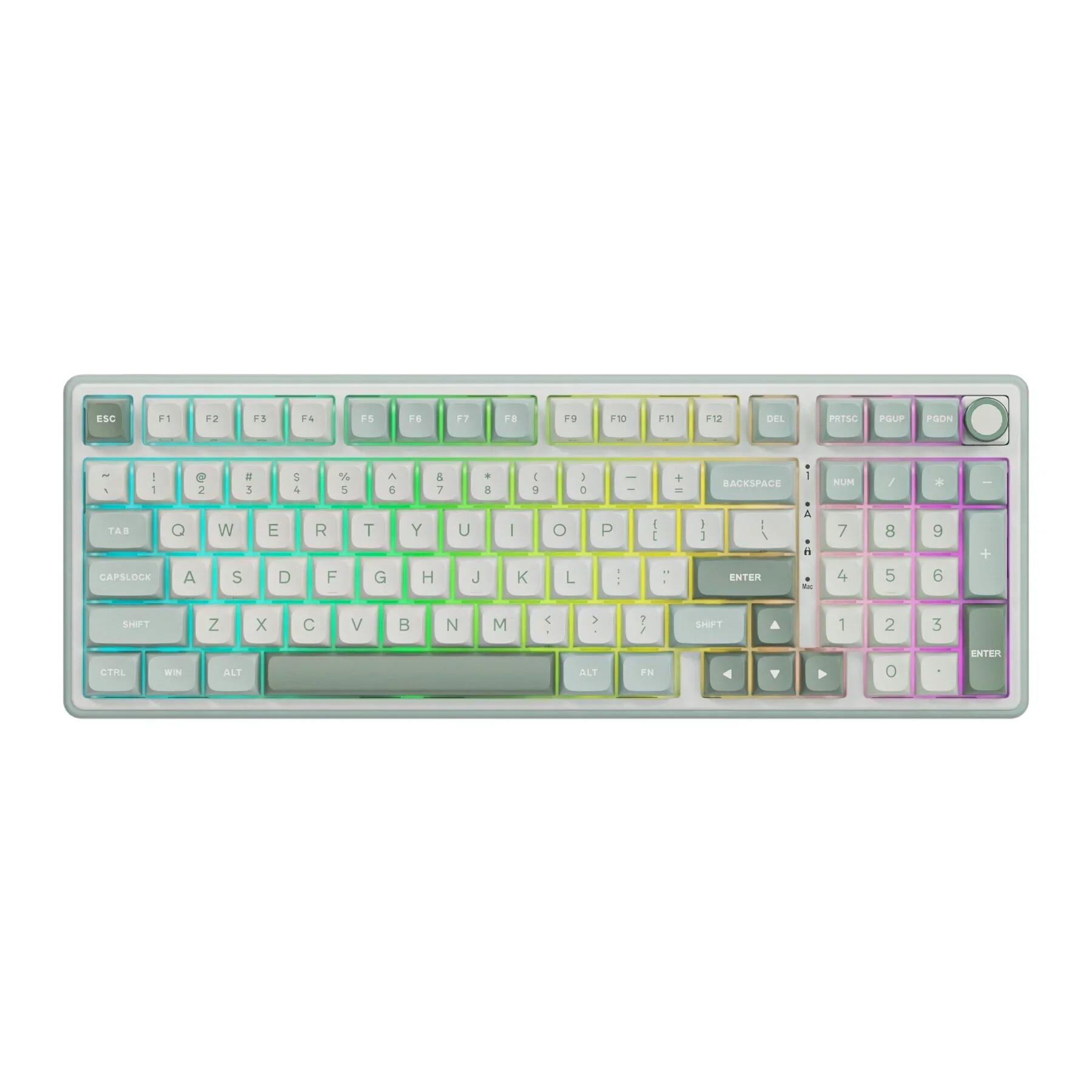 Royal Kludge R98 Pro клавиатура Игри Блутут QWERTY Английски Синьо-зелен, Сив