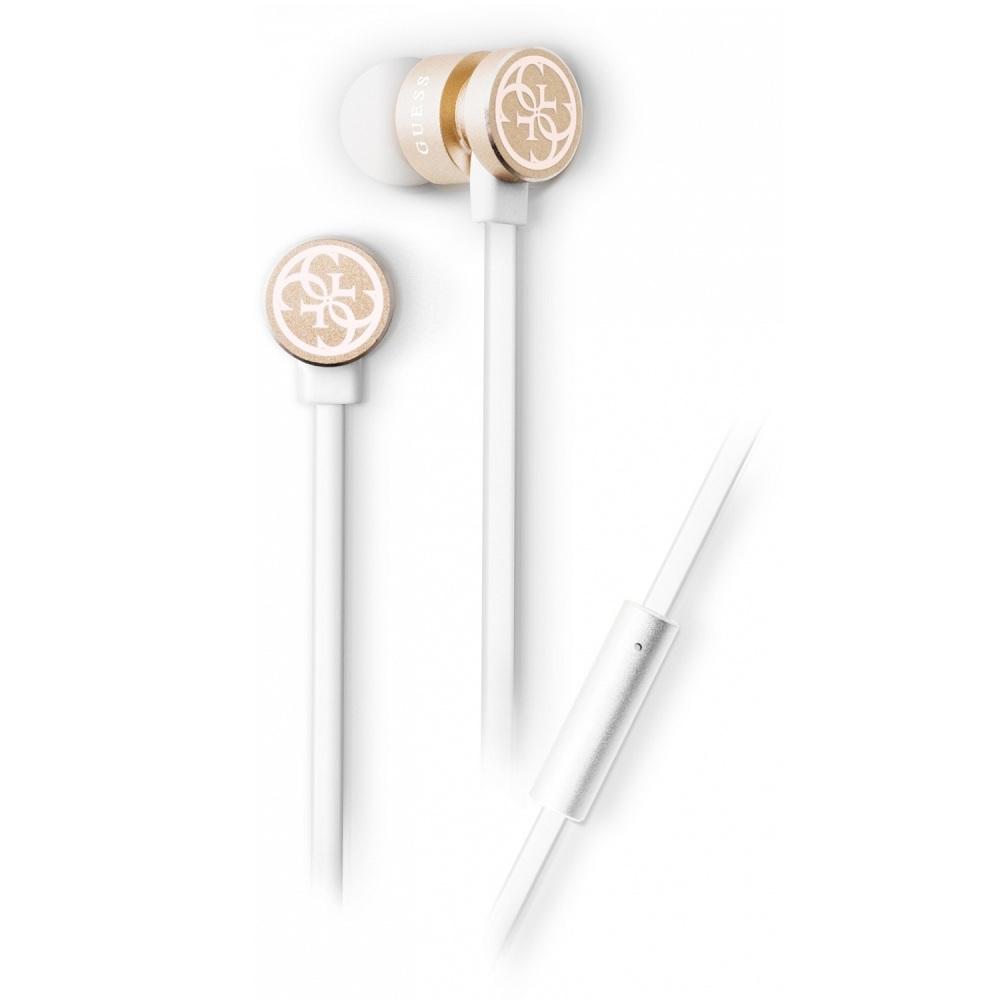 Слушалки с микрофон за мобилни устройства - Guess Wired Earphones (златист) | JAR Computers Слушалки с микрофон за мобилни устройства - Guess Wired Earphones (златист)
