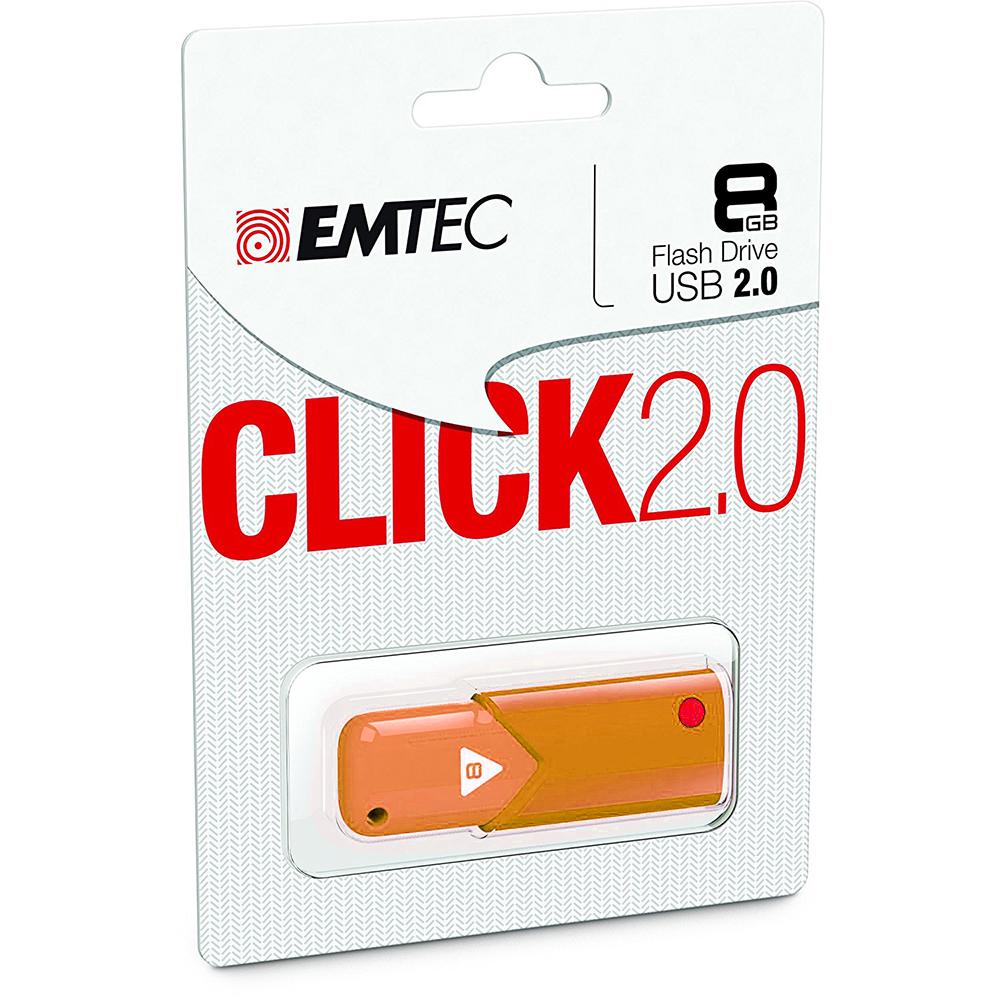 Флаш памет 8GB - Emtec Click B100 USB 2.0 8GB (оранжев) | JAR Computers Флаш памет 8GB - Emtec Click B100 USB 2.0 8GB (оранжев)