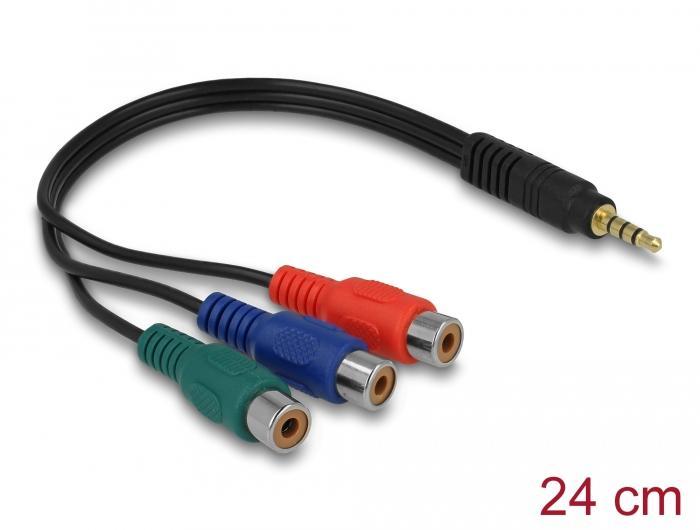 Кабел Delock, 3 x RCA женско &gt; 3.5 mm 4 pin стерео жак