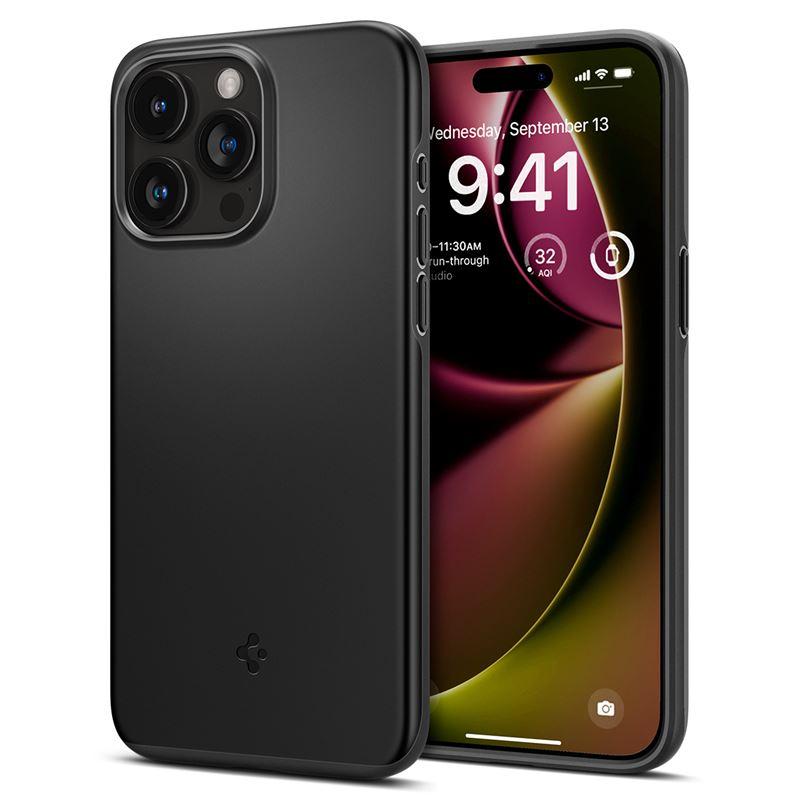 Качествен тънък матиран кейс за iPhone 15 Pro - Spigen Thin Fit Case (черен) | JAR Computers Качествен тънък матиран кейс за iPhone 15 Pro - Spigen Thin Fit Case (черен)
