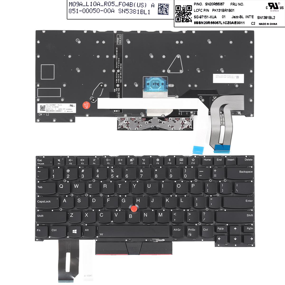 Клавиатура за лаптоп Lenovo ThinkPad T490S T495S Черна Без Рамка (Малък Ентър) с Подсветка US  | JAR Computers Клавиатура за лаптоп Lenovo ThinkPad T490S T495S Черна Без Рамка (Малък Ентър) с Подсветка US