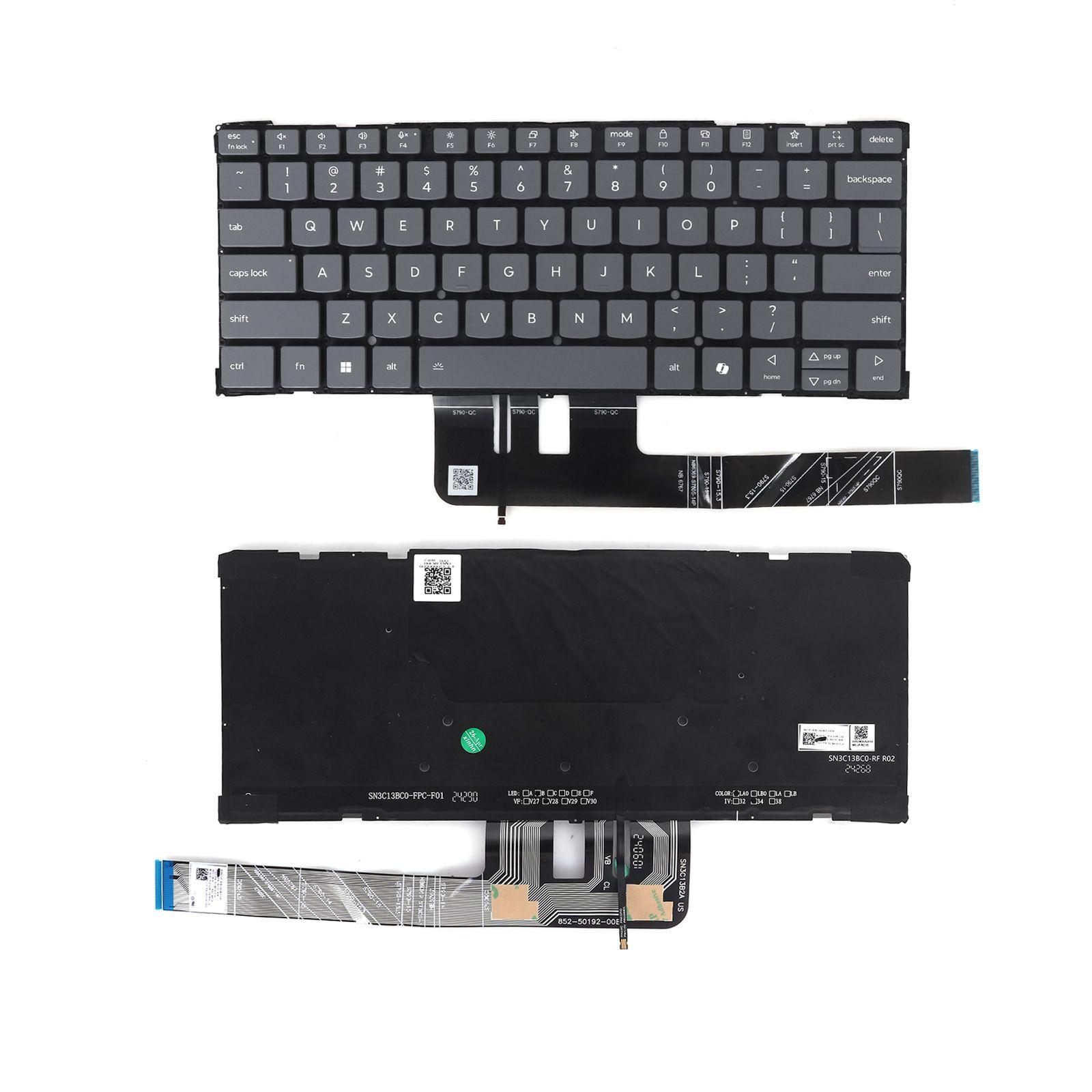 Клавиатура за лаптоп Lenovo Yoga Slim 7 14AKP10 14ILL10 15IIL9 - Сива Без Рамка с Подсветка | JAR Computers Клавиатура за лаптоп Lenovo Yoga Slim 7 14AKP10 14ILL10 15IIL9 - Сива Без Рамка с Подсветка