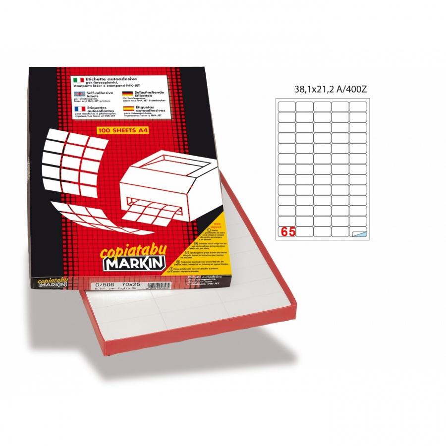 Самозалепващи етикети MARKIN Laser/Copier/Inkjet, бели, А4, 38.1x21.2мм, 65 бр./л., 100л. | JAR Computers Самозалепващи етикети MARKIN Laser/Copier/Inkjet, бели, А4, 38.1x21.2мм, 65 бр./л., 100л.