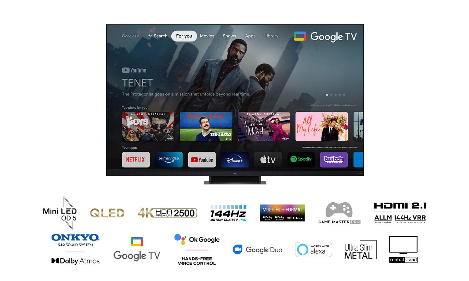 Телевизор Smart TV TCL 75C935 (2022) 75’’, Smart Google TV, 4K, 144 hz