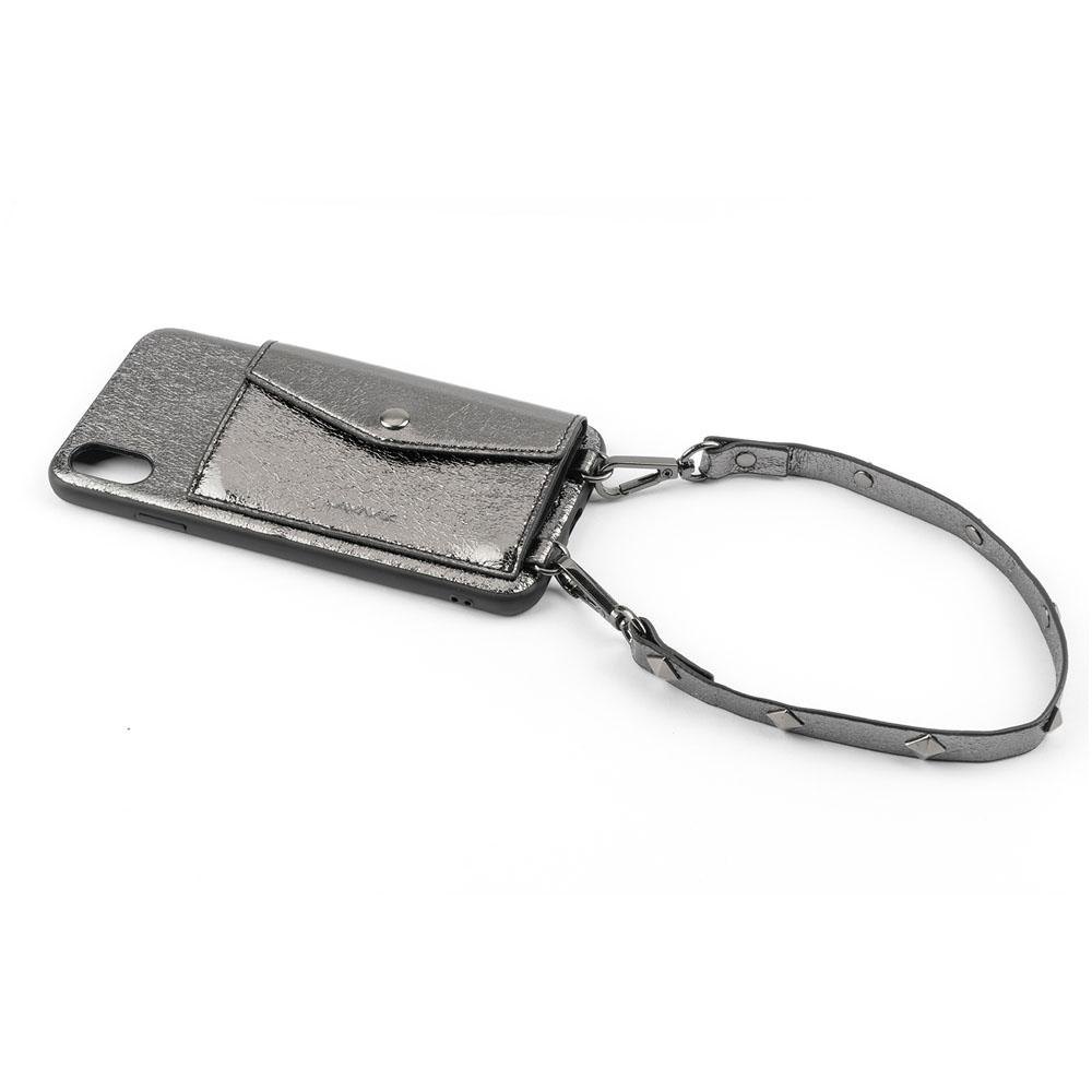 Кожен калъф с портмоне и лента за врата за iPhone XS - LAVAVIK Cross-Body Phone Purse (сив) | JAR Computers Кожен калъф с портмоне и лента за врата за iPhone XS - LAVAVIK Cross-Body Phone Purse (сив)