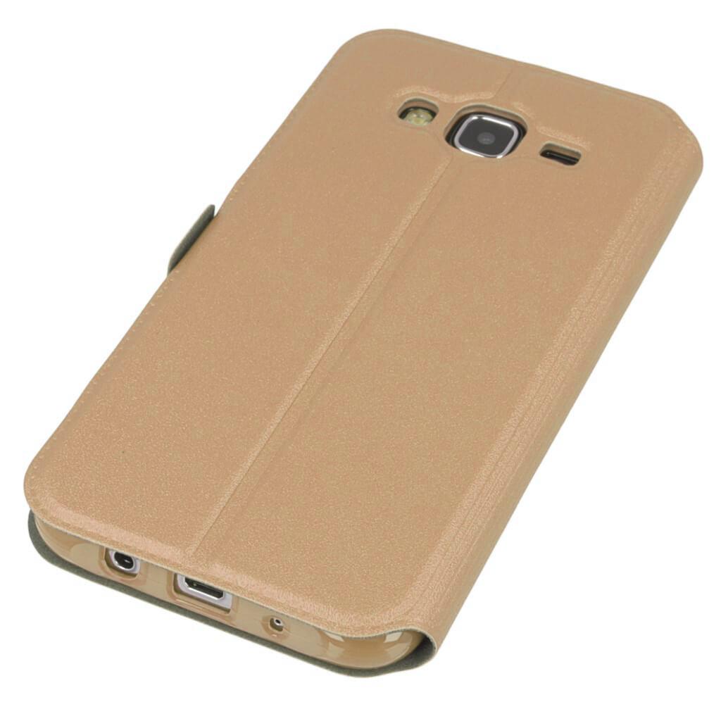 Кожен калъф, тип портфейл и поставка за Samsung Galaxy J3 (2016) - Wallet Flip Case (златист) | JAR Computers Кожен калъф, тип портфейл и поставка за Samsung Galaxy J3 (2016) - Wallet Flip Case (златист)
