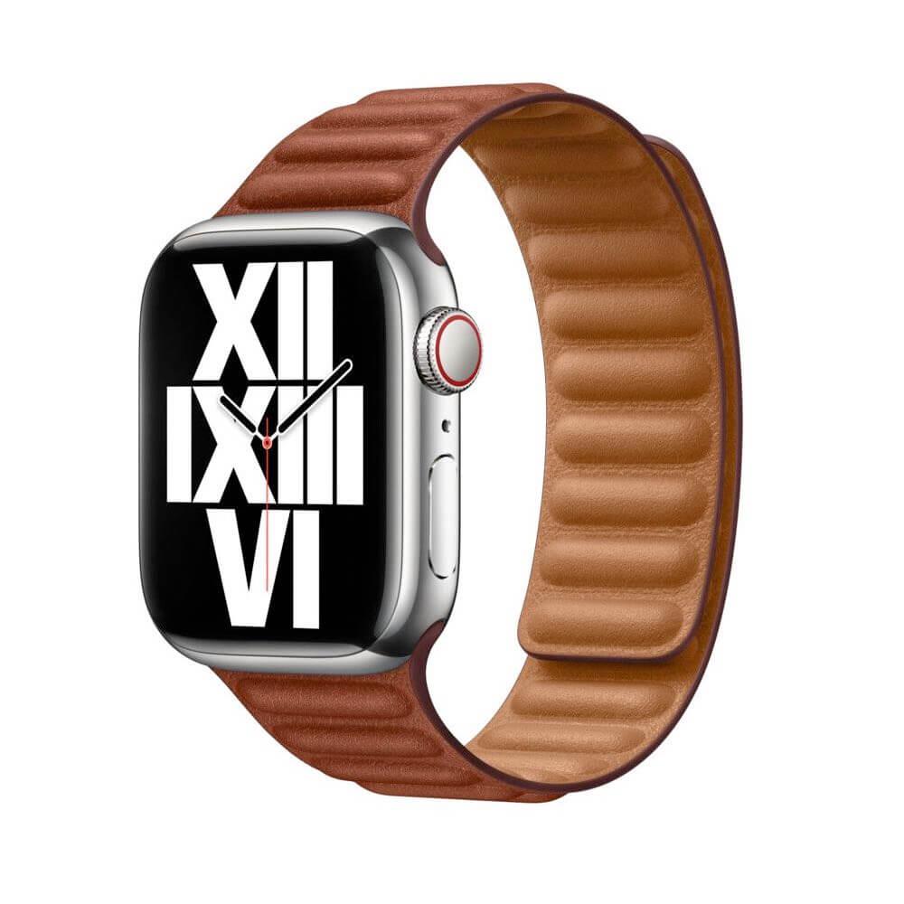 Оригинална кожена каишка от естествена кожа за Apple Watch 38мм, 40мм, 41мм, 42мм (2024) - Apple Leather Link Band M/L (кафяв) | JAR Computers Оригинална кожена каишка от естествена кожа за Apple Watch 38мм, 40мм, 41мм, 42мм (2024) - Apple Leather Link Band M/L (кафяв)