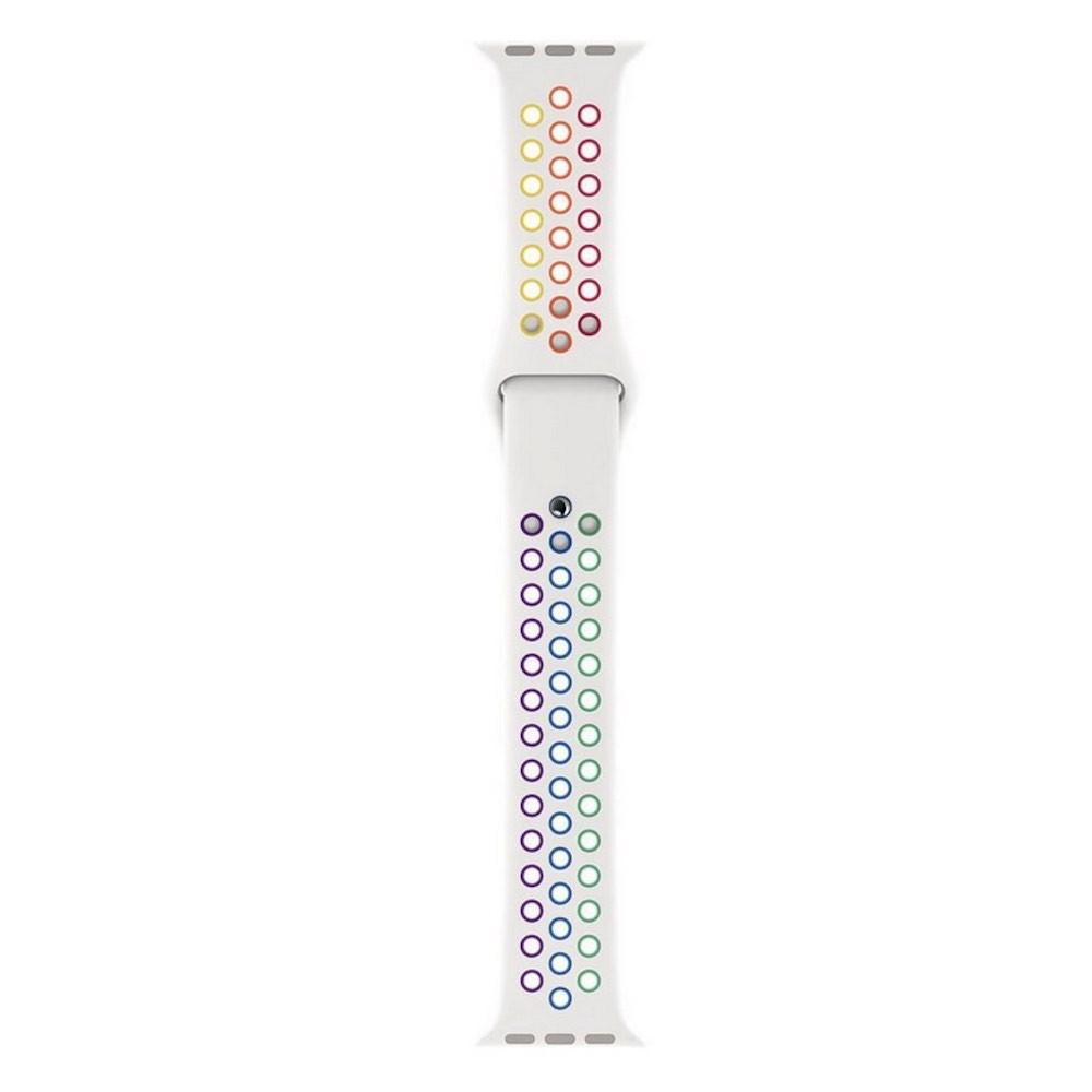 Оригинална силиконова каишка за Apple Watch 42мм, 44мм, 45мм, Ultra, Ultra 2 49мм - Apple Watch Nike Sport Band Pride Edition (бял-шарен) | JAR Computers Оригинална силиконова каишка за Apple Watch 42мм, 44мм, 45мм, Ultra, Ultra 2 49мм - Apple Watch Nike Sport Band Pride Edition (бял-шарен)