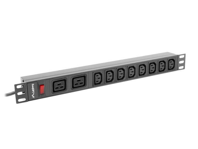 Lanberg power distribution unit (pdu) 19" 1U 16a 2m 2x c19 8x iec c13 sockets black c20