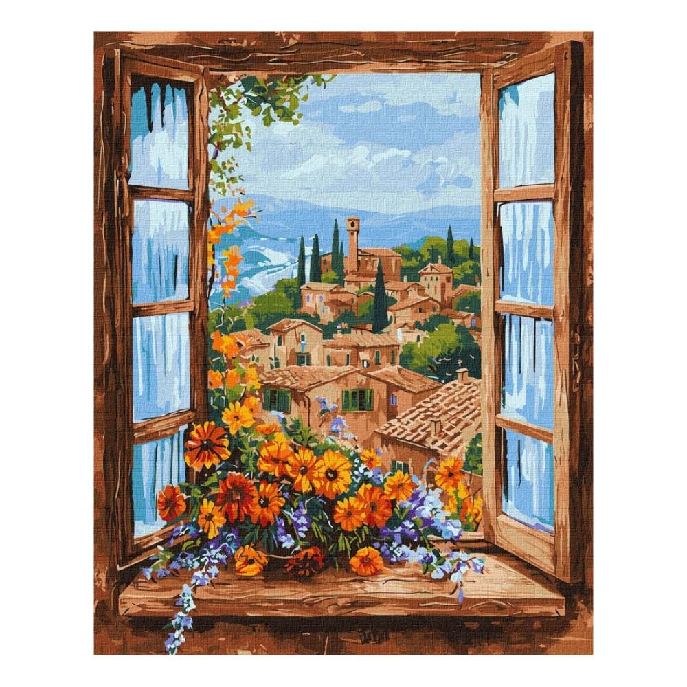 Рисуване по номера IDEYKA, с подрамка, MARVELLOUS LANDSCAPE/Гледка през прозорец, 40х50см | JAR Computers Рисуване по номера IDEYKA, с подрамка, MARVELLOUS LANDSCAPE/Гледка през прозорец, 40х50см