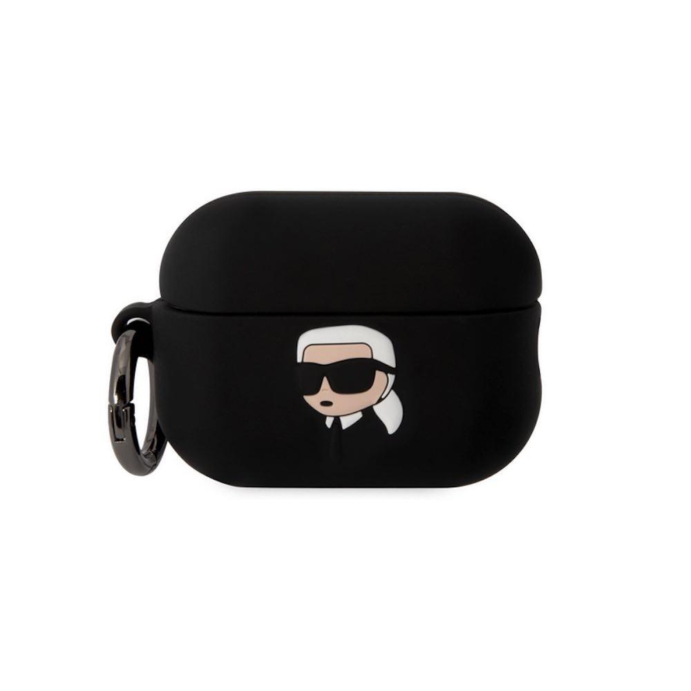 Силиконов калъф с карабинер за Apple AirPods Pro 2 - Karl Lagerfeld AirPods Pro 2 3D Logo NFT Karl Head Silicone Case (черен) | JAR Computers Силиконов калъф с карабинер за Apple AirPods Pro 2 - Karl Lagerfeld AirPods Pro 2 3D Logo NFT Karl Head Silicone Case (черен)