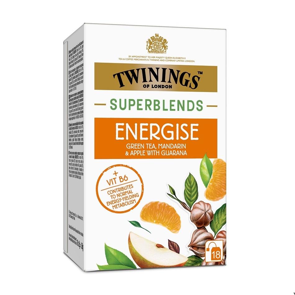 Чай Twinings Superblends ENERGISE зелен ,мандарина, ябълка, гуарана, кутия 18 бр. х 2 г | JAR Computers Чай Twinings Superblends ENERGISE зелен ,мандарина, ябълка, гуарана, кутия 18 бр. х 2 г