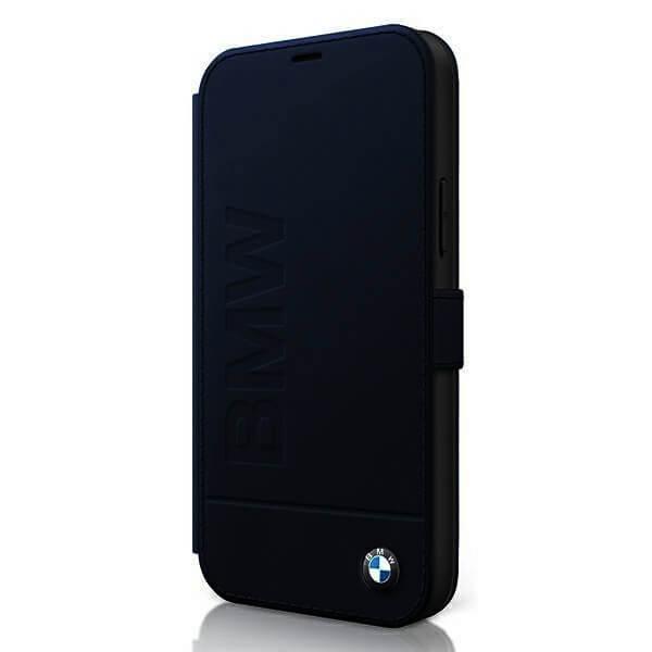 Дизайнерски кожен калъф (естествена кожа), тип портфейл за iPhone 12 Pro Max - BMW Signature Logo Booktype Leather Case (тъмносин) | JAR Computers Дизайнерски кожен калъф (естествена кожа), тип портфейл за iPhone 12 Pro Max - BMW Signature Logo Booktype Leather Case (тъмносин)