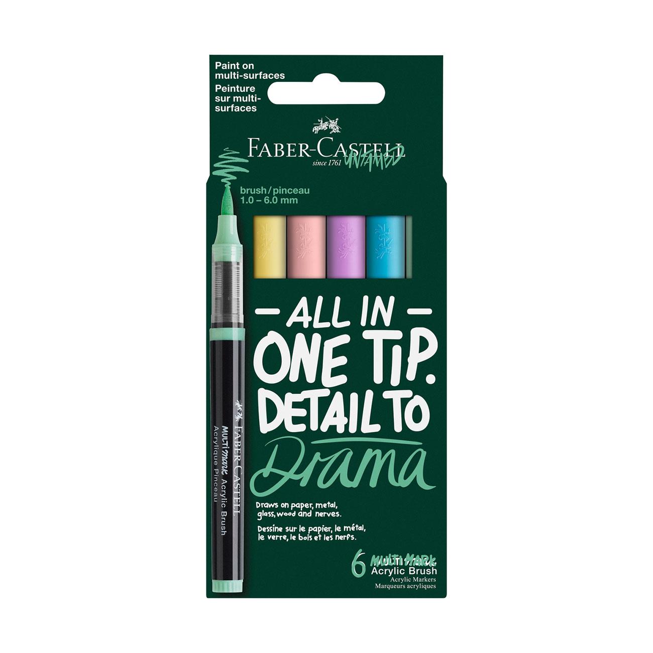 Faber-Castell Маркер-четка Multimark Pastel, акрилен, 6 броя