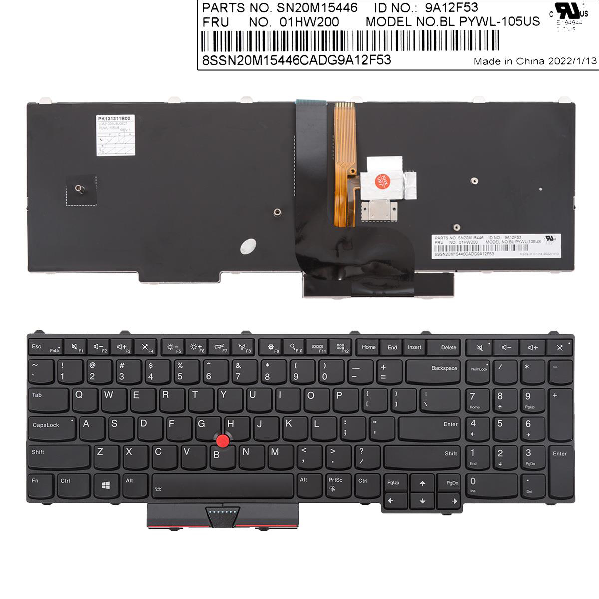 Клавиатура за лаптоп Lenovo ThinkPad P50 P70 Black Frame Black With Point Stick With Backlit / Черна с Черна Рамка с Подсветка  | JAR Computers Клавиатура за лаптоп Lenovo ThinkPad P50 P70 Black Frame Black With Point Stick With Backlit / Черна с Черна Рамка с Подсветка