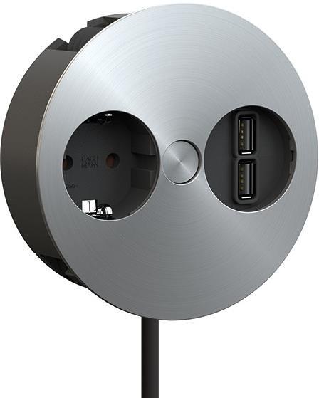 Модул TWIST с 1х Шуко и USB тип A+A, цвят Хром мат, Bachmann | JAR Computers Модул TWIST с 1х Шуко и USB тип A+A, цвят Хром мат, Bachmann