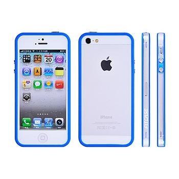 Силиконов бъмпер за iPhone 5, iPhone 5S, iPhone SE - FitCase Bumper BPC-02 (прозрачен-син) | JAR Computers Силиконов бъмпер за iPhone 5, iPhone 5S, iPhone SE - FitCase Bumper BPC-02 (прозрачен-син)