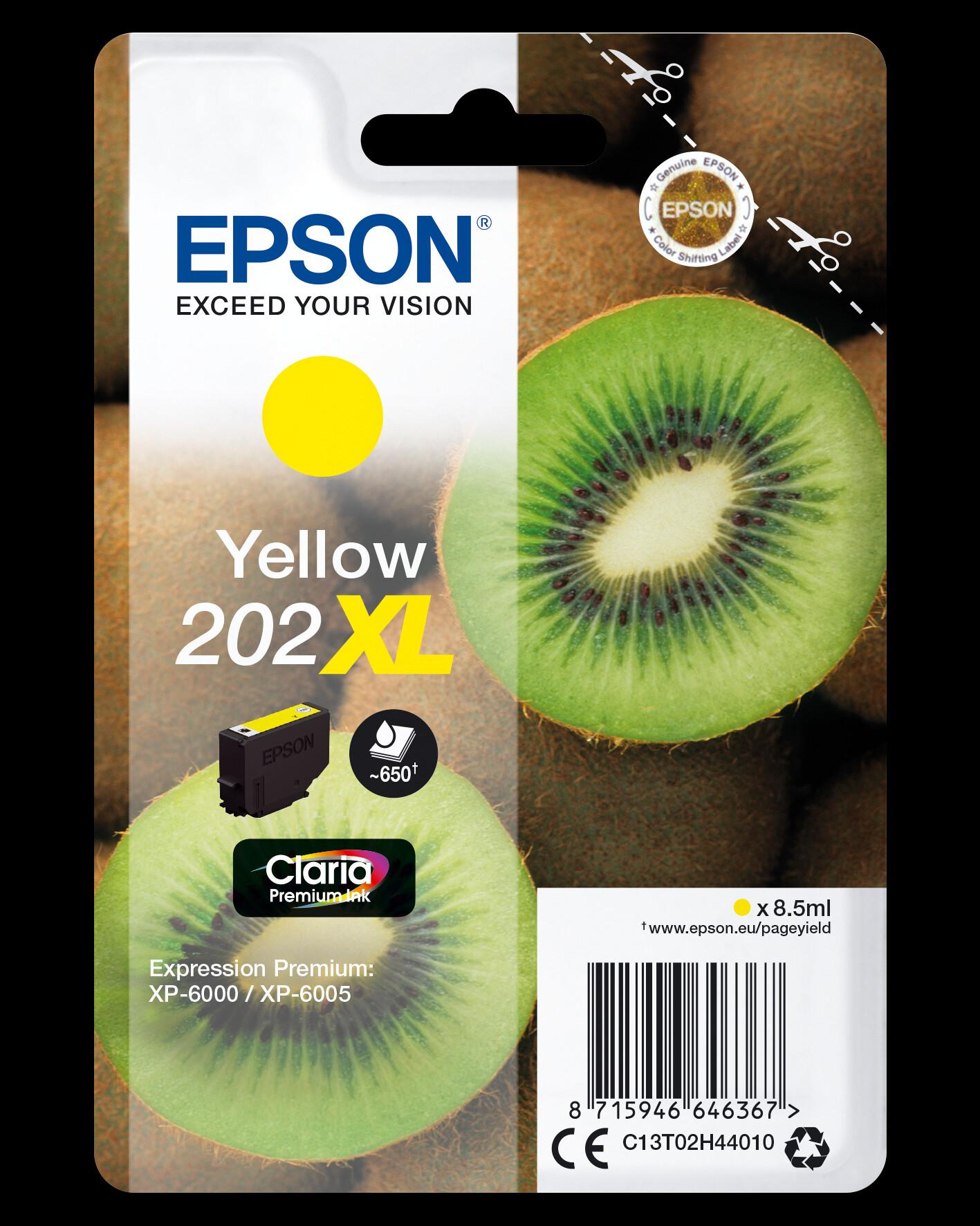 Epson Kiwi 202XL глава и патрон за мастиленоструен принтер 1 броя Оригинал High (L) Yield Жълт | JAR Computers Epson Kiwi 202XL глава и патрон за мастиленоструен принтер 1 броя Оригинал High (L) Yield Жълт