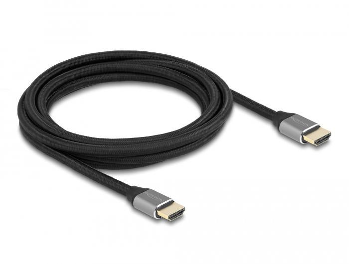 Кабел Delock Ultra High Speed, HDMI мъжко - HDMI мъжко, 48 Gbit/s, 8K 60 Hz, 3 м, Сив