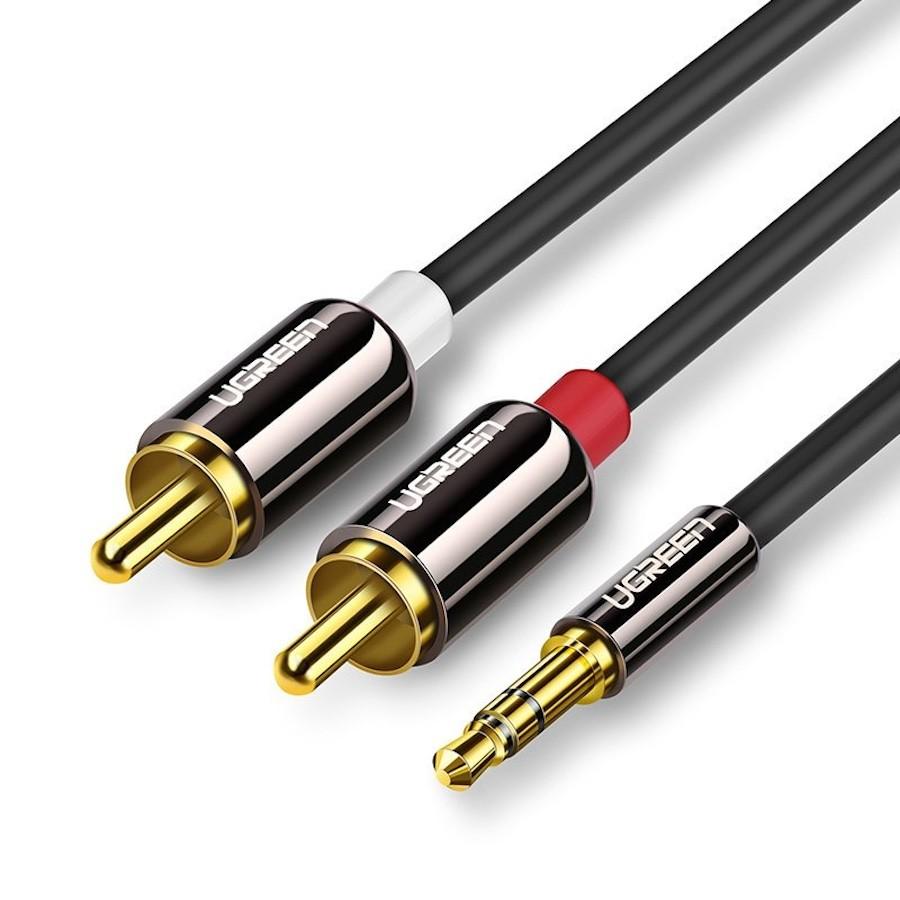 Качествен аудио кабел 2xRCA (мъжко) към 3.5mm - Ugreen AV116 2xRCA Male to 3.5mm Male Audio Cable (мъжко) (200 см) | JAR Computers Качествен аудио кабел 2xRCA (мъжко) към 3.5mm - Ugreen AV116 2xRCA Male to 3.5mm Male Audio Cable (мъжко) (200 см)