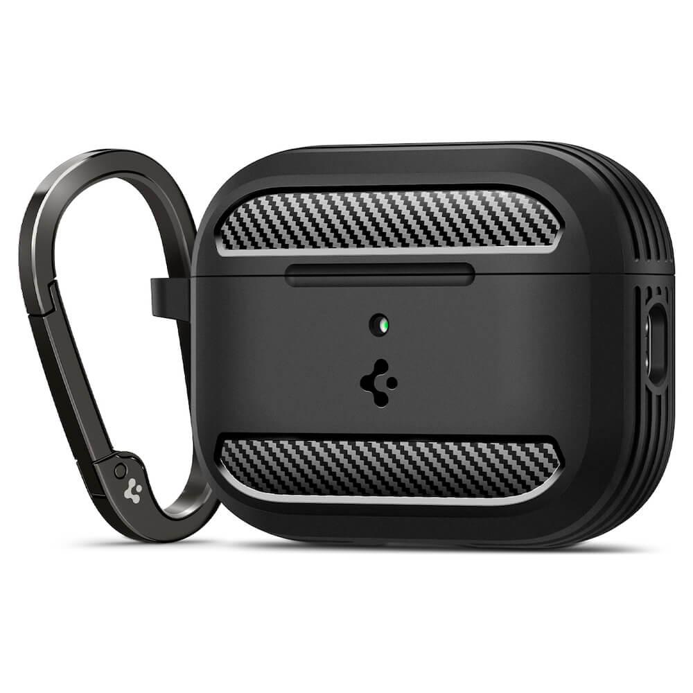 Силиконов удароустойчив кейс с карабинер за Apple AirPods Pro 3 - Spigen Rugged Armor Case (черен) | JAR Computers Силиконов удароустойчив кейс с карабинер за Apple AirPods Pro 3 - Spigen Rugged Armor Case (черен)