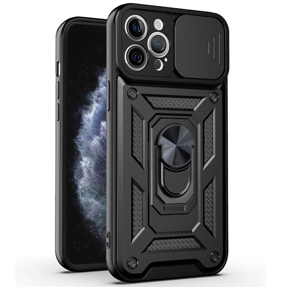 Techsuit CamShield Case - хибриден удароустойчив кейс с пръстен против изпускане за iPhone 11 Pro Max (черен) 