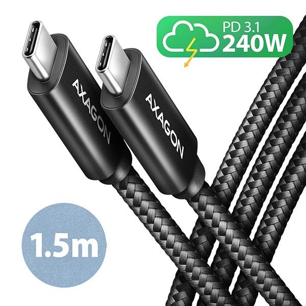 Cable USB2 C-C, M/M, 1.5m,240W,AXAGON BUCM2-CM15AB | JAR Computers Cable USB2 C-C, M/M, 1.5m,240W,AXAGON BUCM2-CM15AB