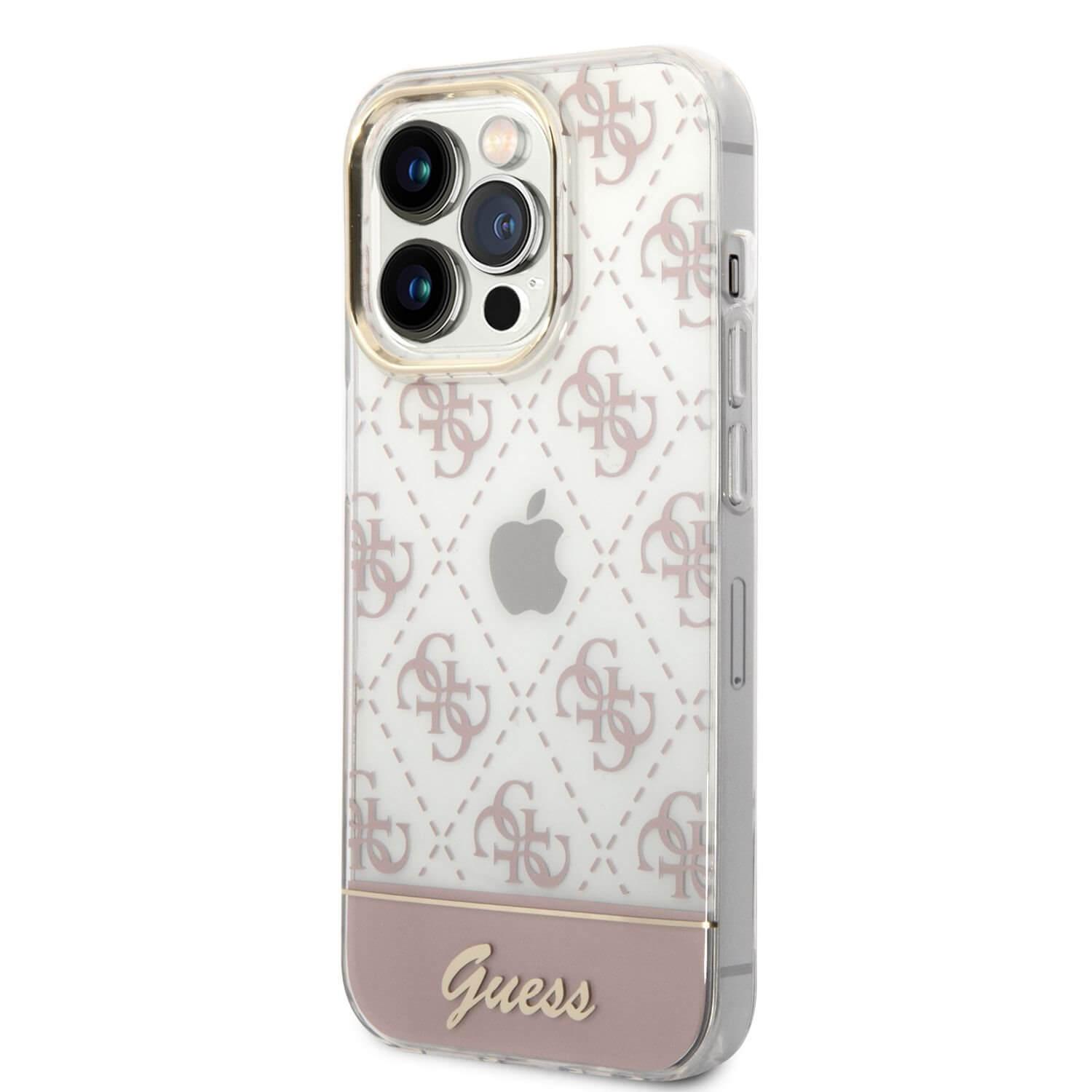 Дизайнерски кейс с висока защита за iPhone 14 Pro Max - Guess Peony Glitter Script Logo Case (розов) | JAR Computers Дизайнерски кейс с висока защита за iPhone 14 Pro Max - Guess Peony Glitter Script Logo Case (розов)