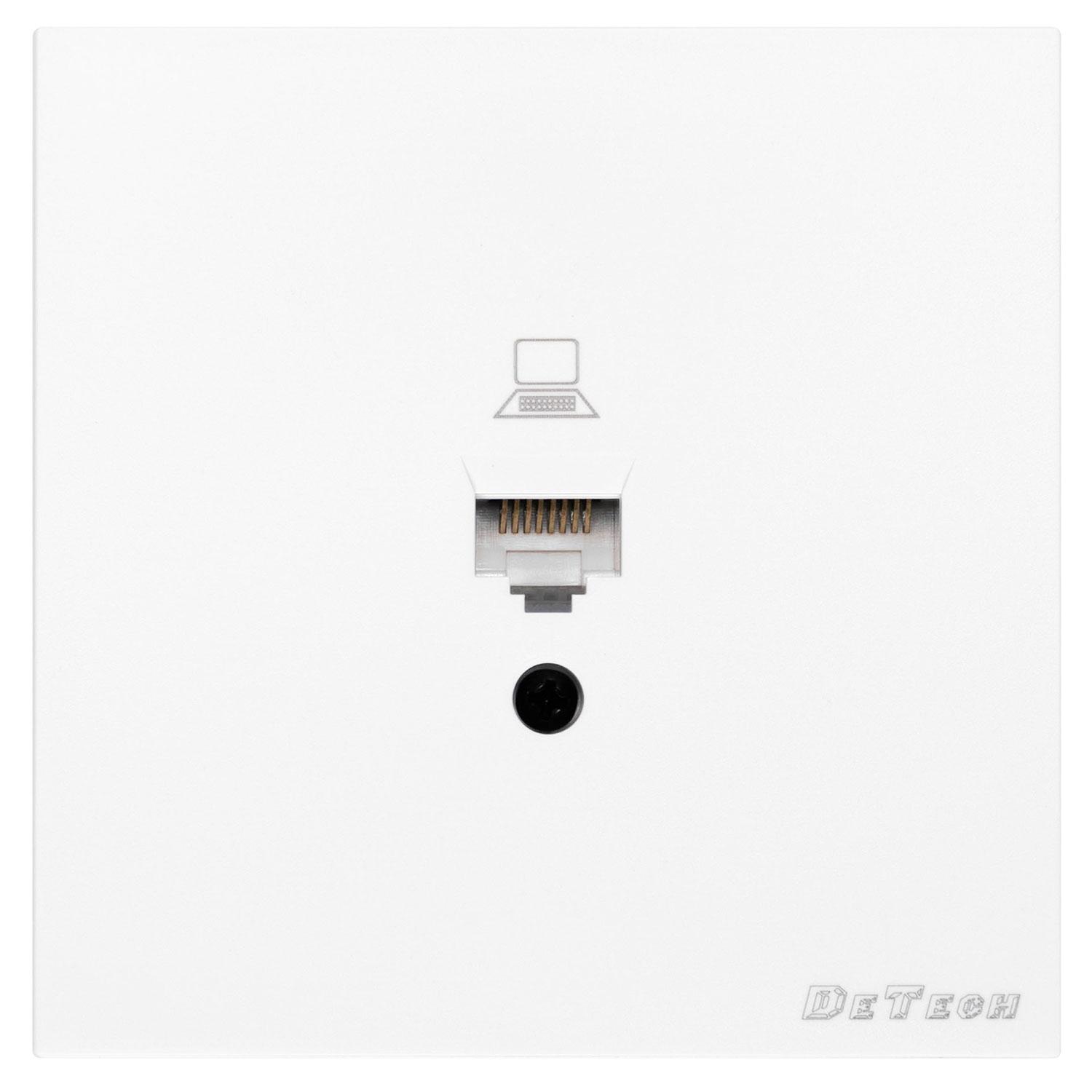 Единична розетка за компютър DeTech DE-9225-61, RJ45, Cat5E, Slim, Мат, За вграждане, IP20, Бял - 75081 | JAR Computers Единична розетка за компютър DeTech DE-9225-61, RJ45, Cat5E, Slim, Мат, За вграждане, IP20, Бял - 75081