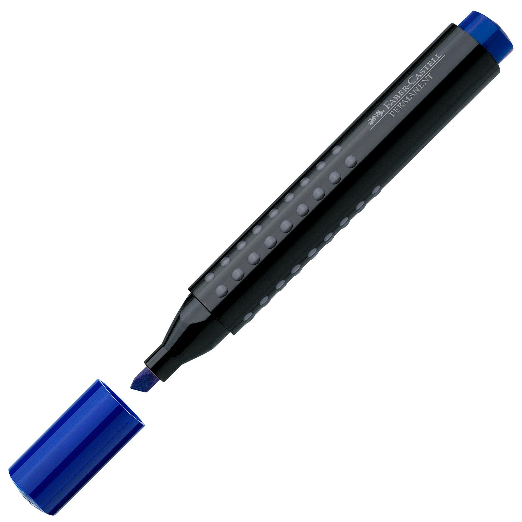 Faber-Castell Перманентен маркер Grip, със скосен връх, син