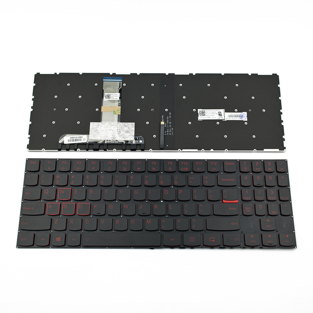 Клавиатура за лаптоп Lenovo Y520 Y720 Черна Без Рамка с Червена Подсветка / Black Without Frame US/UK Backlit