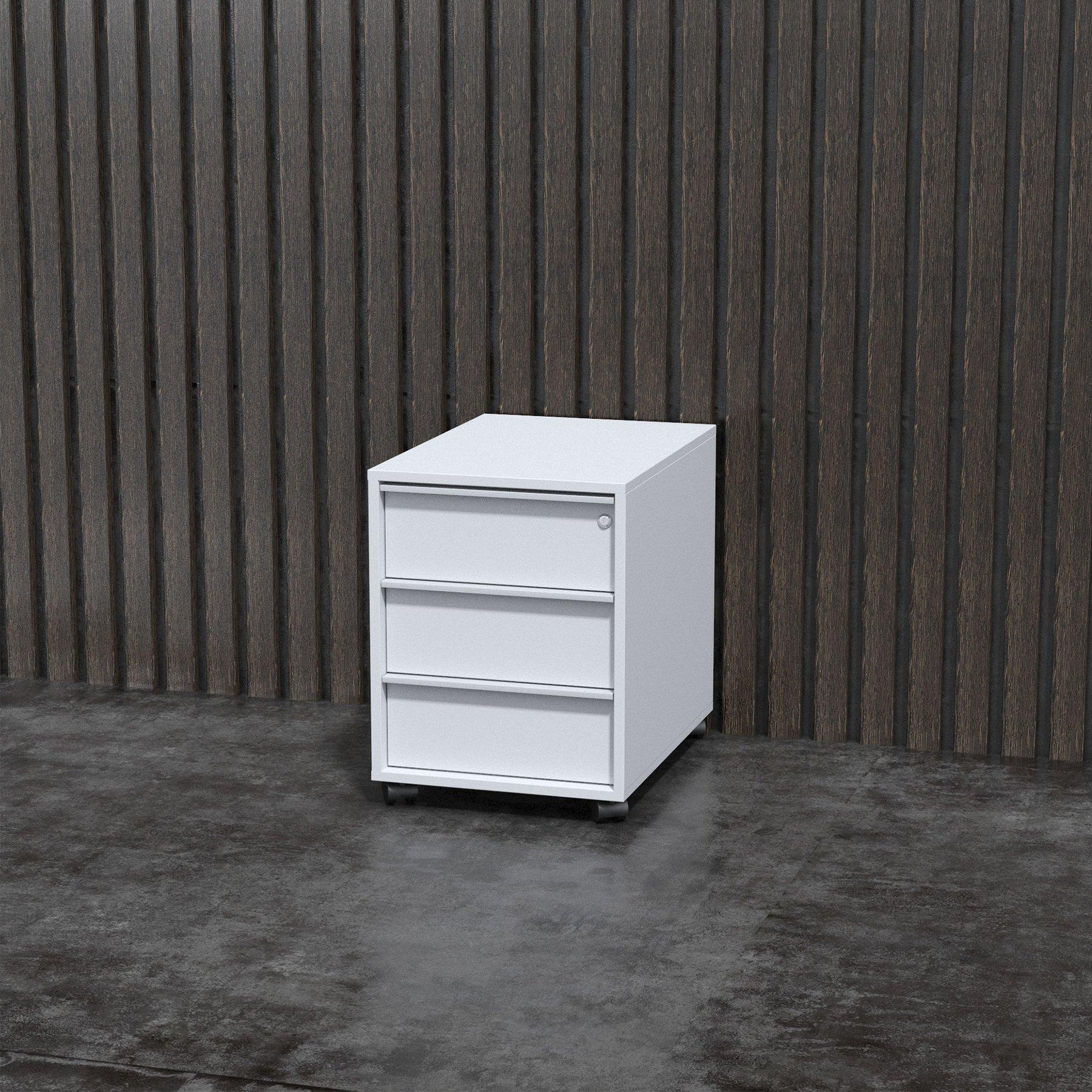 Контейнер за бюро Narbutas Nova A, 428 x 600 x 560 mm, ПДЧ, бял меламин, бяла вградена дръжка