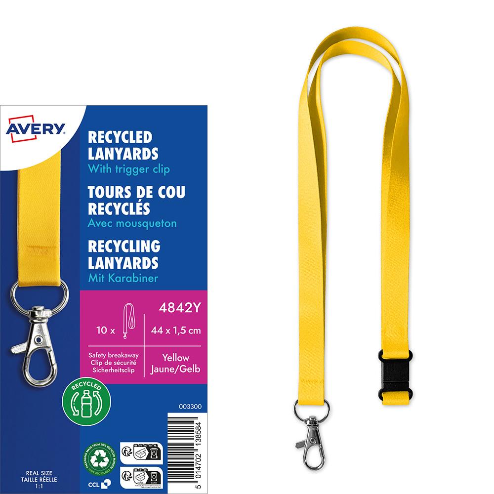 Лента за бадж Avery 44/1.5см жълт 10бр | JAR Computers Лента за бадж Avery 44/1.5см жълт 10бр