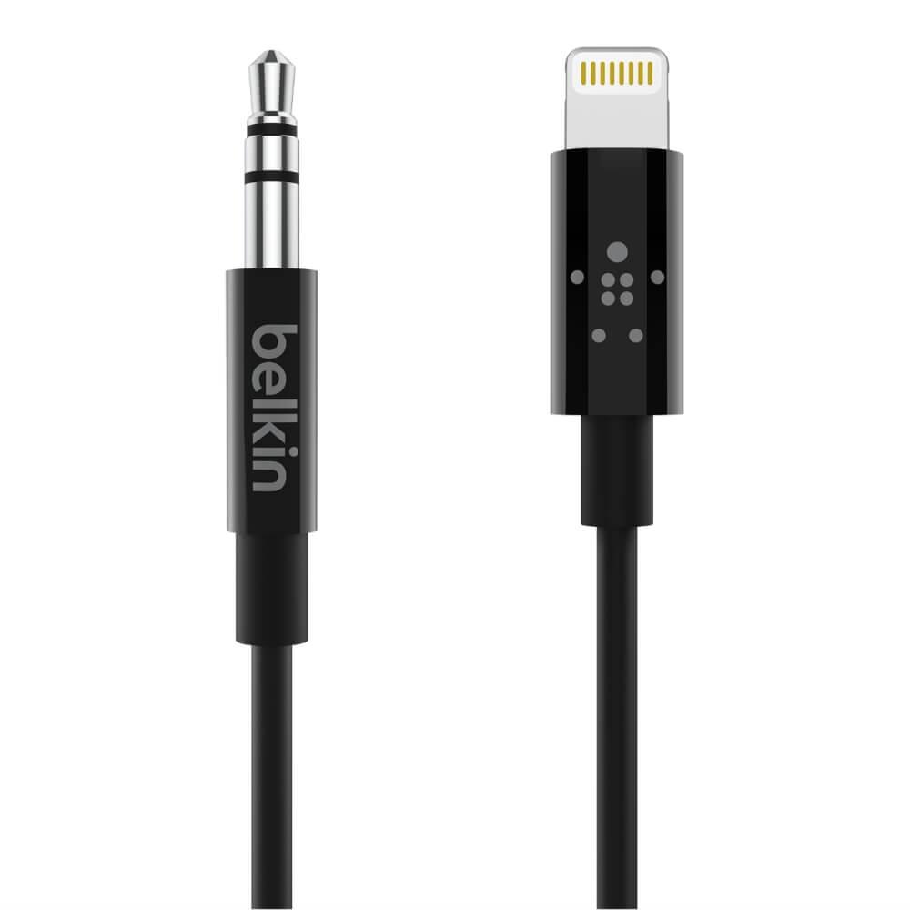 Сертифициран аудио кабел от Lightning към 3.5 мм. (1.8м) - Belkin Lightning to 3.5mm Cable (черен) | JAR Computers Сертифициран аудио кабел от Lightning към 3.5 мм. (1.8м) - Belkin Lightning to 3.5mm Cable (черен)