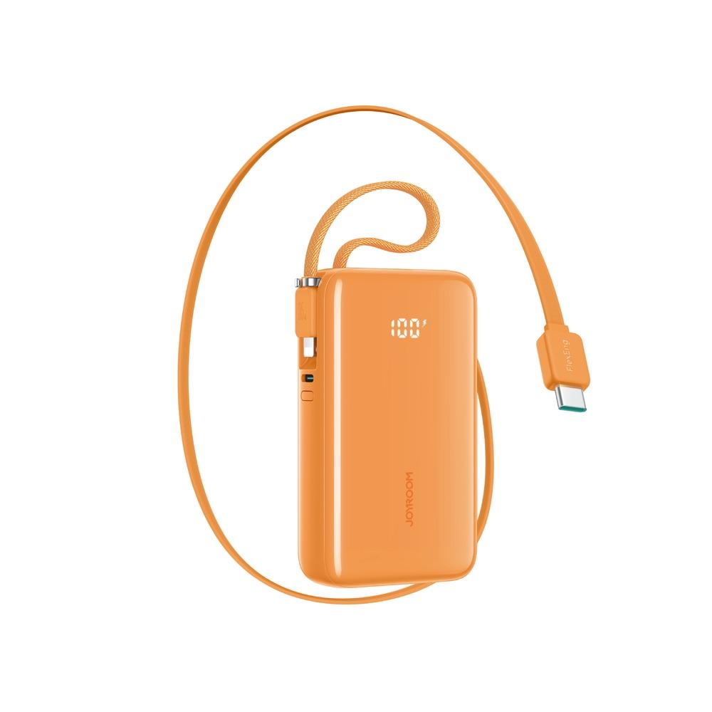 Външна батерия с вграден USB-C и Lightning кабел и USB-C порт - Joyroom JR-PR2L Power Bank With USB-C And Lightning Cables 35W 10000mAh (оранжев) | JAR Computers Външна батерия с вграден USB-C и Lightning кабел и USB-C порт - Joyroom JR-PR2L Power Bank With USB-C And Lightning Cables 35W 10000mAh (оранжев)