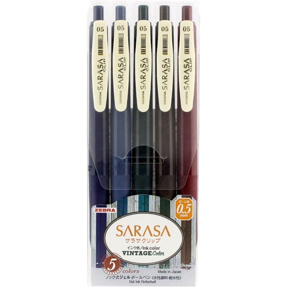 Zebra Sarasa Clip 0.5 Vintage Color 5 Color Pen Set (ZB-69420) (ZEB69420) | JAR Computers Zebra Sarasa Clip 0.5 Vintage Color 5 Color Pen Set (ZB-69420) (ZEB69420)