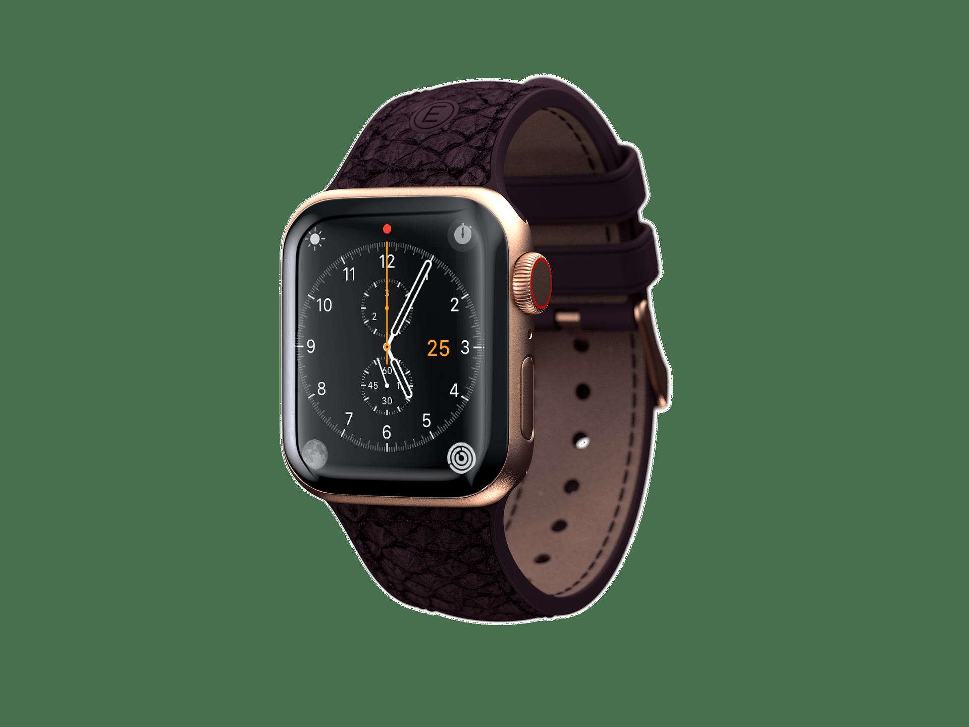 Каишка от кожа на сьомга Njord за Apple Watch 44/45 mm патладжан