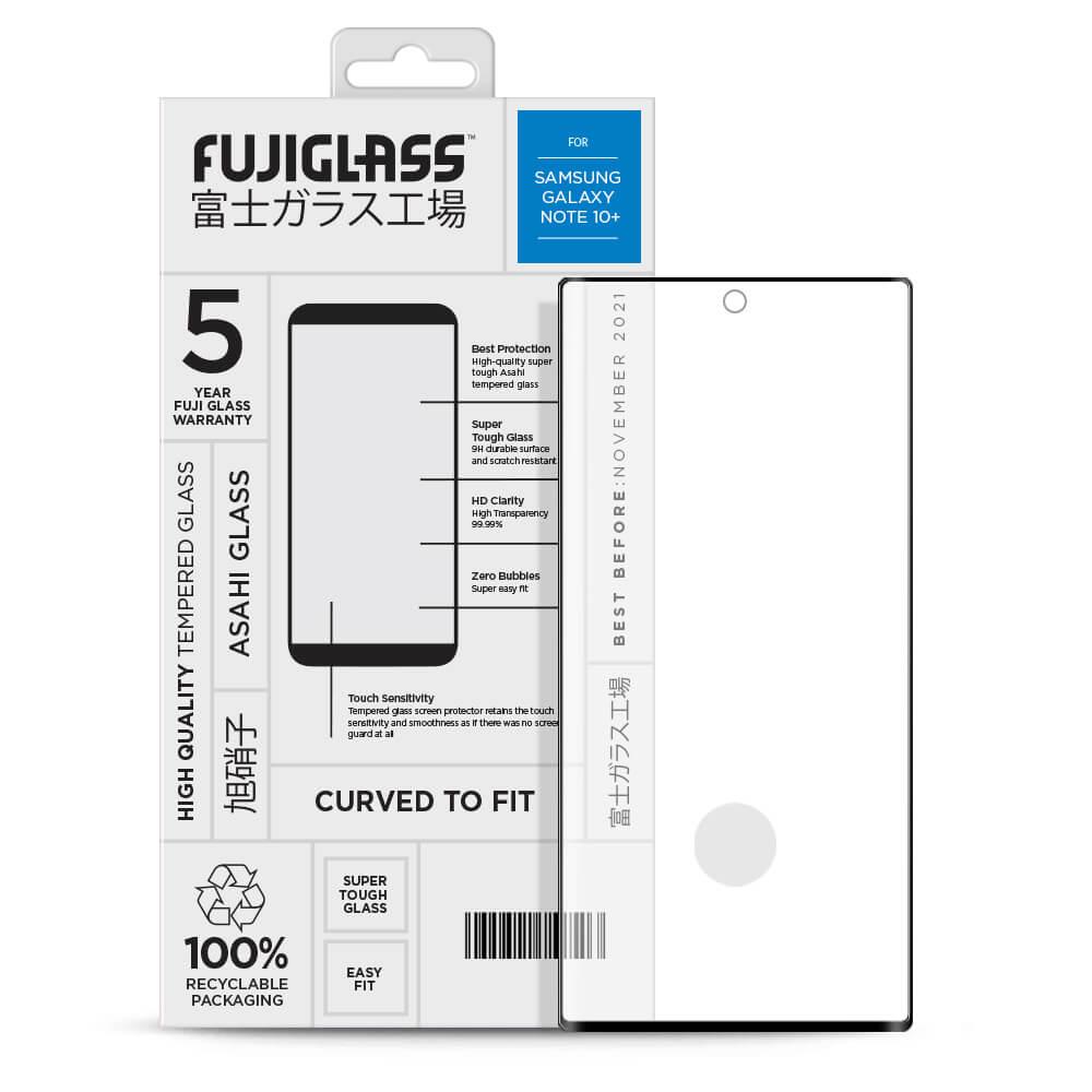 Калено стъклено защитно покритие за дисплея на Samsung Galaxy Note 10 Plus - Fuji Curved-to-fit Screen Protector (прозрачен) | JAR Computers Калено стъклено защитно покритие за дисплея на Samsung Galaxy Note 10 Plus - Fuji Curved-to-fit Screen Protector (прозрачен)