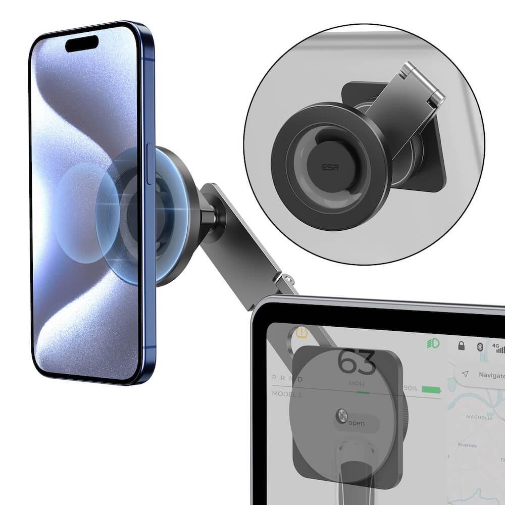 Магнитна поставка за кола съвместима с Tesla автомобили за iPhone с Magsafe - ESR HaloLock Tesla Touchscreen Magnetic Car Mount (черен) | JAR Computers Магнитна поставка за кола съвместима с Tesla автомобили за iPhone с Magsafe - ESR HaloLock Tesla Touchscreen Magnetic Car Mount (черен)