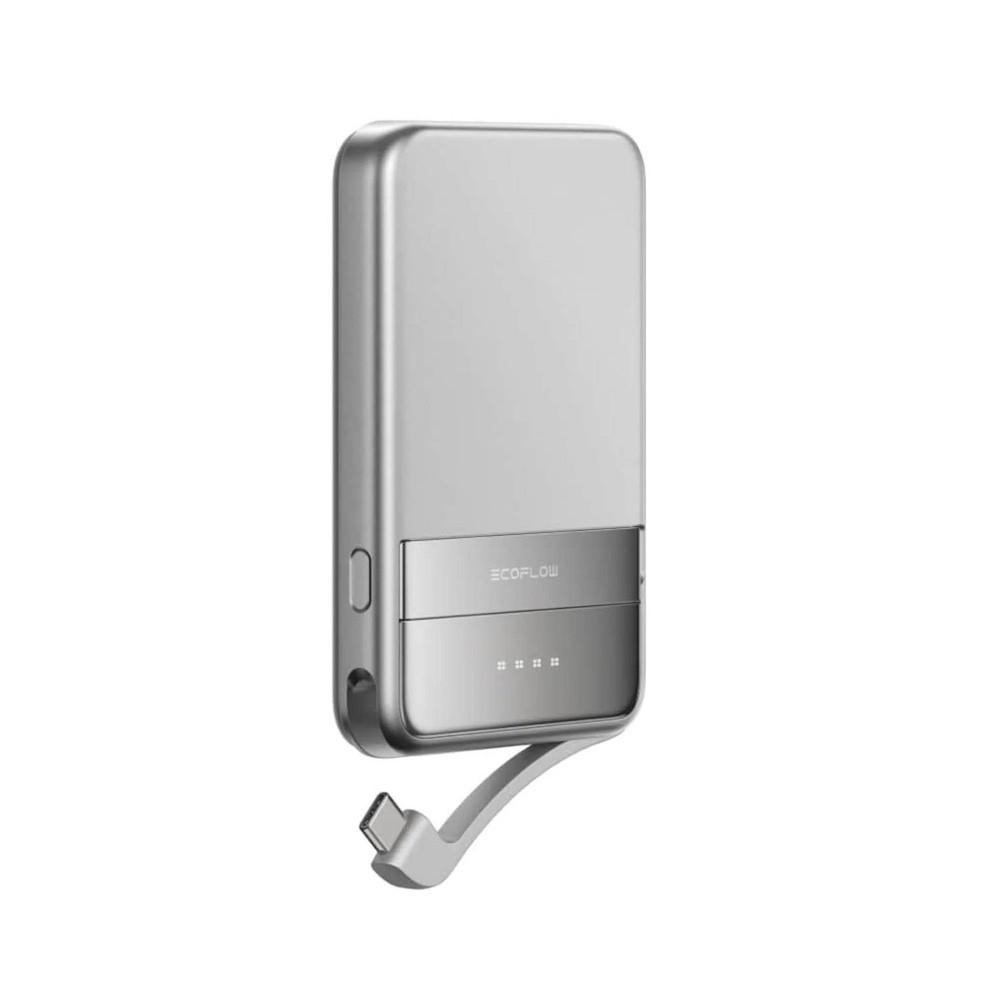 Преносима външна батерия вграден USB-C кабел, USB-C порт и безжично зареждане с MagSafe (сребрист) - EcoFlow Rapid Magnetic Wireless Charging Power Bank 5000 mAh 30W | JAR Computers Преносима външна батерия вграден USB-C кабел, USB-C порт и безжично зареждане с MagSafe (сребрист) - EcoFlow Rapid Magnetic Wireless Charging Power Bank 5000 mAh 30W