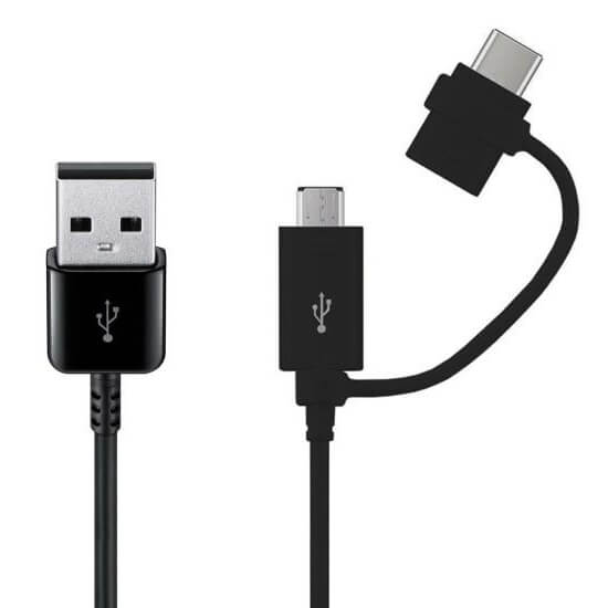 Samsung USB Combo Cable EP-DG950DBE - оригинален кабел с MicroUSB и USB-C конектори (черен) (bulk)