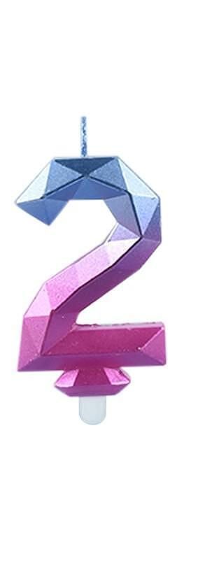 Свещичка,PartyGo, цифра 2 синьо и розово 7.5 см | JAR Computers Свещичка,PartyGo, цифра 2 синьо и розово 7.5 см