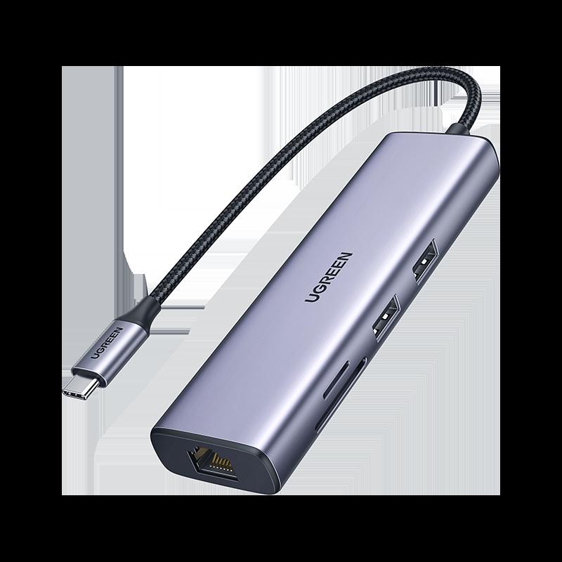 UGREEN 7-в-1 USB-C хъб, HDMI (4K@30Hz), 2х USB-A 3.0, SD/TF, Gigabit RJ45, PD до 100W | JAR Computers UGREEN 7-в-1 USB-C хъб, HDMI (4K@30Hz), 2х USB-A 3.0, SD/TF, Gigabit RJ45, PD до 100W