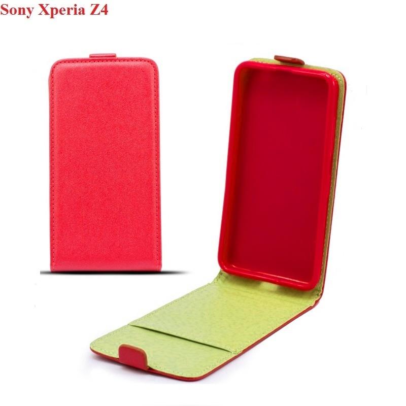 Вертикален кожен калъф с джоб за Sony Xperia Z4, Xperia Z3+ - Leather Pocket Flip Case (червен) | JAR Computers Вертикален кожен калъф с джоб за Sony Xperia Z4, Xperia Z3+ - Leather Pocket Flip Case (червен)