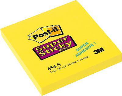 3M POST-IT NOTE SUP.STICKY YEL 654-S 76X76mm