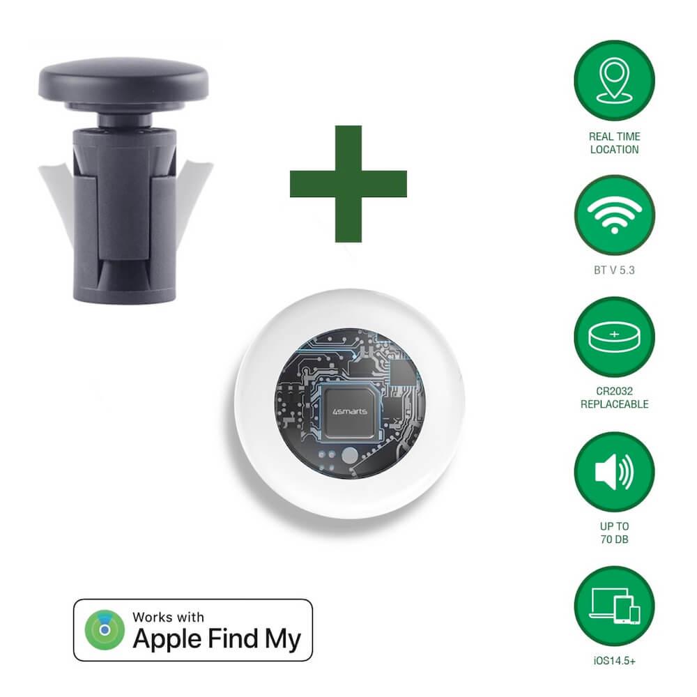 Държач за монтиране на предната вилка за колело с вградено устройство за намиране на изгубени вещи чрез FindMy - 4smarts SkyTag Location Finder With Fork Mounting Kit For Bikes (черен) | JAR Computers Държач за монтиране на предната вилка за колело с вградено устройство за намиране на изгубени вещи чрез FindMy - 4smarts SkyTag Location Finder With Fork Mounting Kit For Bikes (черен)