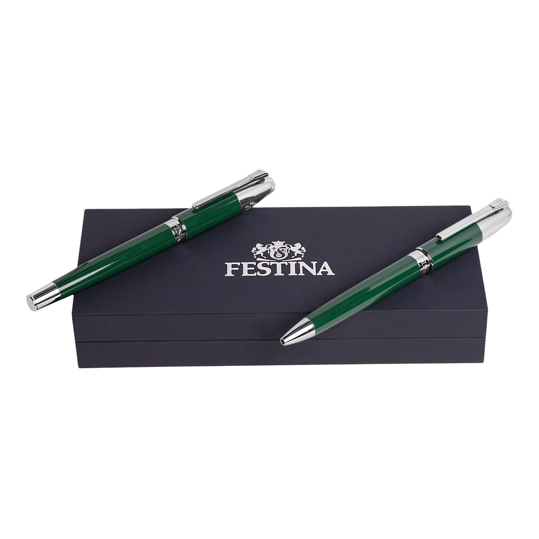 Festina Комплект писалка и химикалка Classicals Chrome, в кутия, зелени | JAR Computers Festina Комплект писалка и химикалка Classicals Chrome, в кутия, зелени