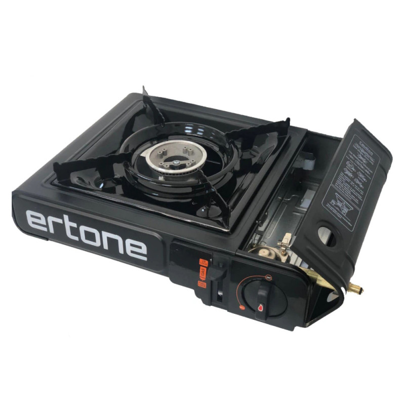 Газов котлон - туристически Ertone ERT-MN232NG, 2.2kW, За бутилка и флакон, Пиезоелектрическо запалване, Черен куфар