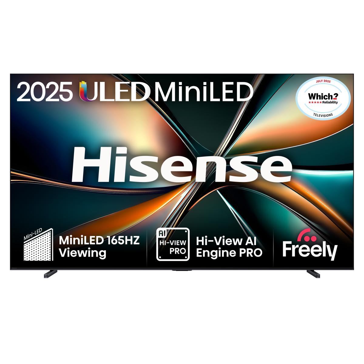 Hisense 100" U7QTUK MiniLED 144Hz Smart AI TV with Freely | JAR Computers Hisense 100" U7QTUK MiniLED 144Hz Smart AI TV with Freely
